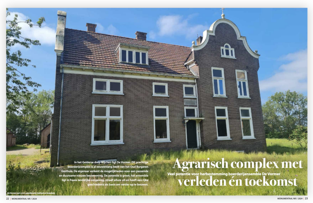 Artikel in Monumentaal over het onderzoek van Hylkema Erfgoed naar Boerderijcompleex de Vormer